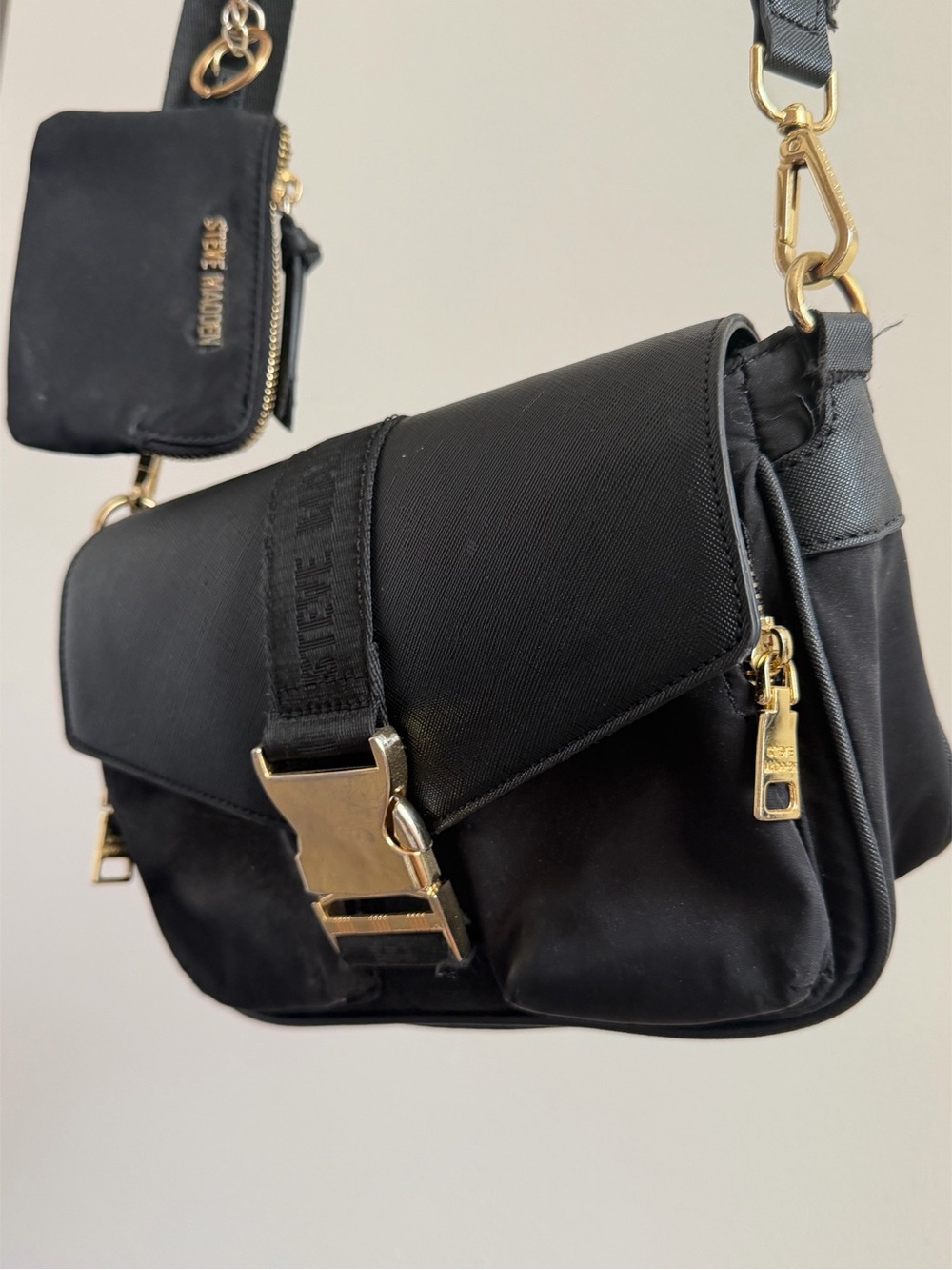 Steve Madden Black Crossbody Bag with Gold Hardware
